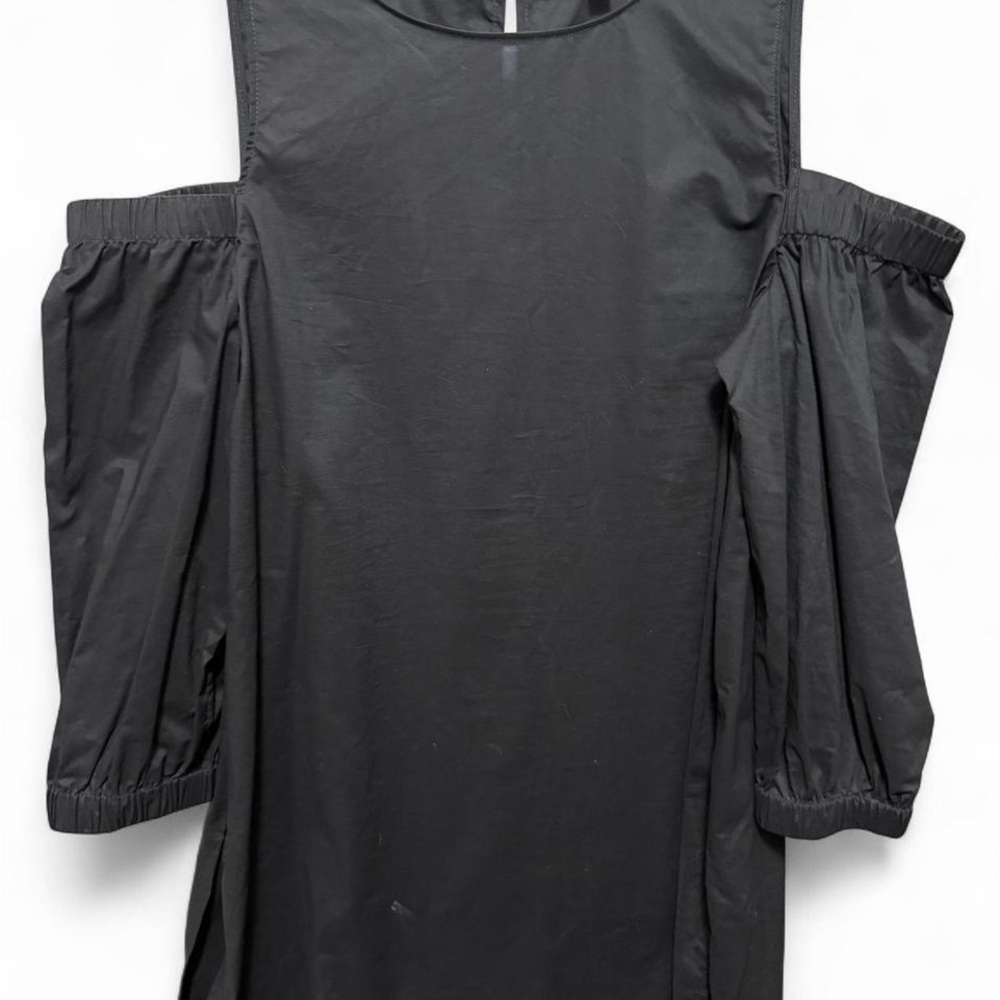 Daniel Cremieux Black Cold-Shoulder Puff Sleeve Blouse